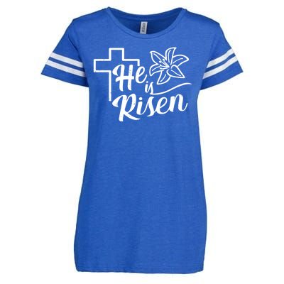 He Is Risen Easter Jesus Cross Enza Ladies Jersey Football T-Shirt