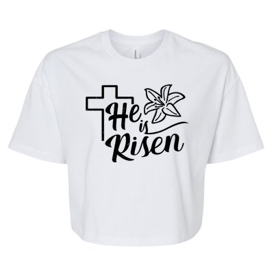 He Is Risen Easter Jesus Cross Bella+Canvas Jersey Crop Tee