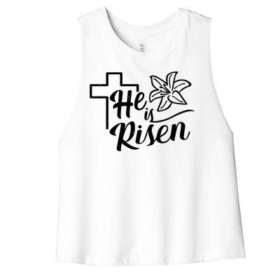 He Is Risen Easter Jesus Cross Women's Racerback Cropped Tank