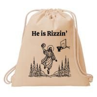 He Is Rizzin Basketball Jesus Funny Easter Christian Drawstring Bag