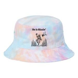 He Is Rizzin Basketball Jesus Funny Easter Christian Tie Dye Newport Bucket Hat