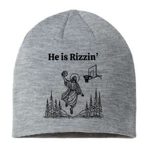 He Is Rizzin Basketball Jesus Funny Easter Christian Sustainable Beanie