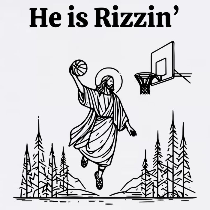 He Is Rizzin Basketball Jesus Funny Easter Christian Cool Comfort Performance Bucket Hat