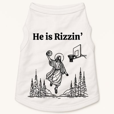 He Is Rizzin Basketball Jesus Funny Easter Christian Doggie Tank