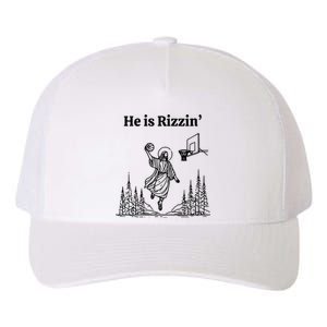 He Is Rizzin Basketball Jesus Funny Easter Christian Yupoong Adult 5-Panel Trucker Hat