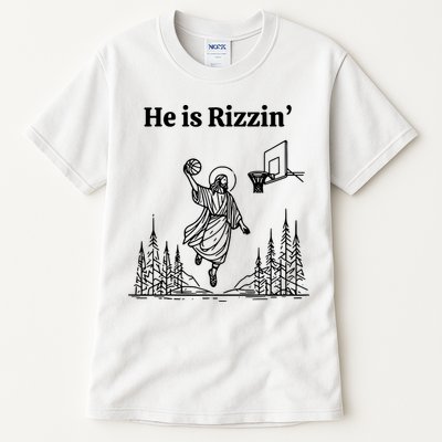 He Is Rizzin Basketball Jesus Funny Easter Christian Tall T-Shirt