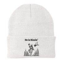 He Is Rizzin Basketball Jesus Funny Easter Christian Knit Cap Winter Beanie