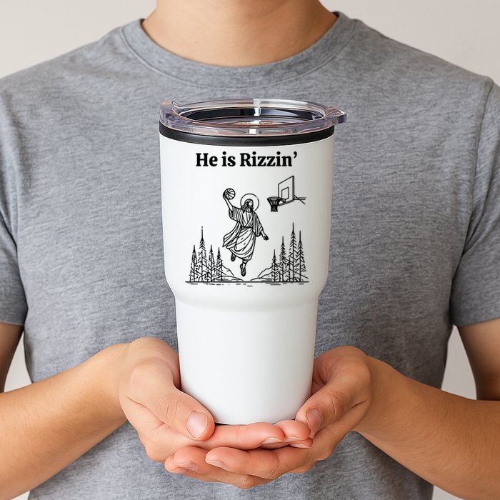 He Is Rizzin Basketball Jesus Funny Easter Christian Tumbler
