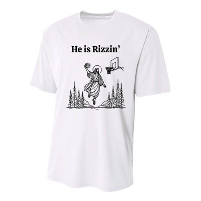 He Is Rizzin Basketball Jesus Funny Easter Christian Youth Performance Sprint T-Shirt