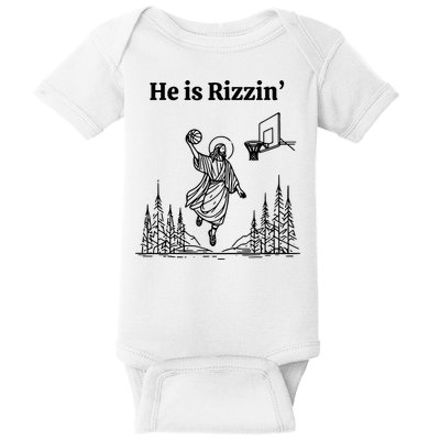 He Is Rizzin Basketball Jesus Funny Easter Christian Baby Bodysuit
