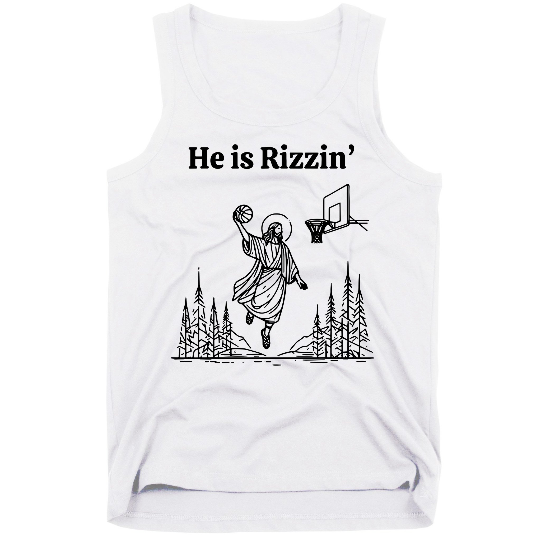 He Is Rizzin Basketball Jesus Funny Easter Christian Tank Top