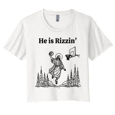 He Is Rizzin Basketball Jesus Funny Easter Christian Women's Crop Top Tee