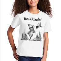 He Is Rizzin Basketball Jesus Funny Easter Christian Kids T-Shirt