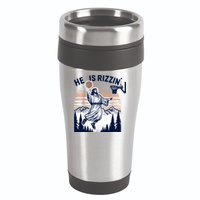 He Is Rizzin Basketball Jesus Retro Easter Christian 16oz Travel Tumbler