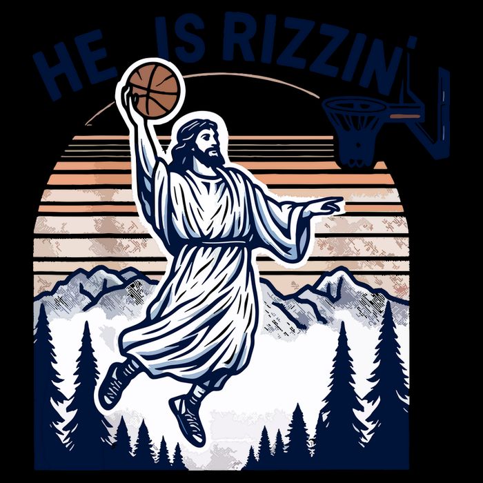 He Is Rizzin Basketball Jesus Retro Easter Christian 16oz Travel Tumbler