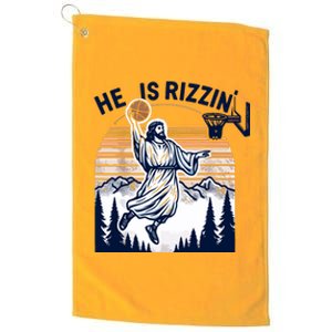 He Is Rizzin Basketball Jesus Retro Easter Christian Platinum Collection Golf Towel