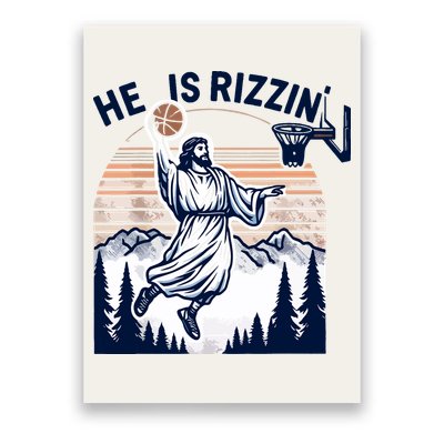 He Is Rizzin Basketball Jesus Retro Easter Christian Poster