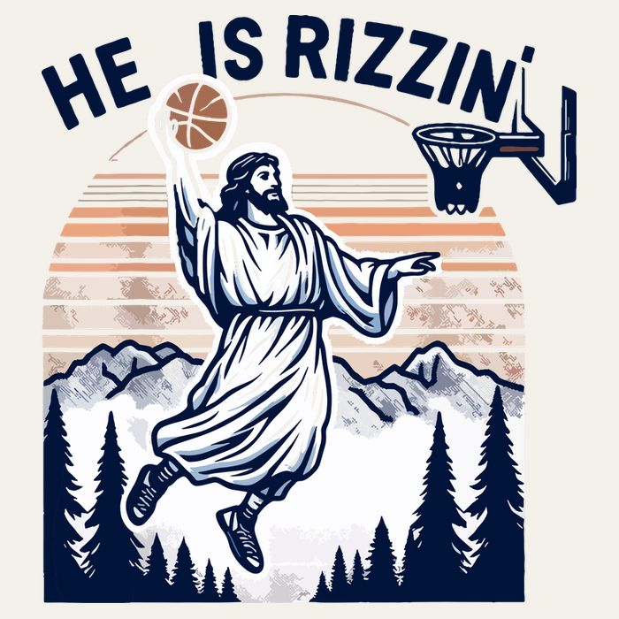 He Is Rizzin Basketball Jesus Retro Easter Christian Poster