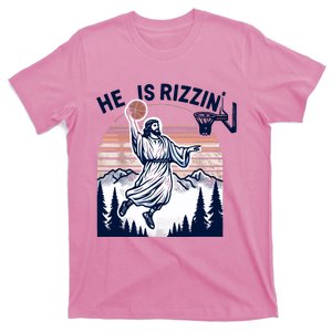 He Is Rizzin Basketball Jesus Retro Easter Christian T-Shirt