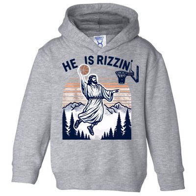 He Is Rizzin Basketball Jesus Retro Easter Christian Toddler Hoodie