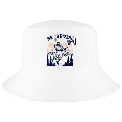 He Is Rizzin Basketball Jesus Retro Easter Christian Cool Comfort Performance Bucket Hat