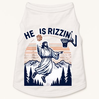 He Is Rizzin Basketball Jesus Retro Easter Christian Doggie Tank