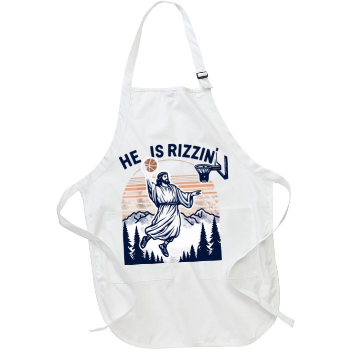 He Is Rizzin Basketball Jesus Retro Easter Christian Apron