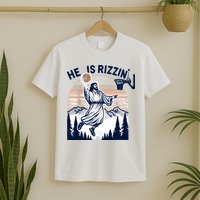 He Is Rizzin Basketball Jesus Retro Easter Christian T-Shirt