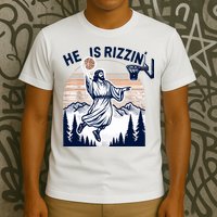 He Is Rizzin Basketball Jesus Retro Easter Christian T-Shirt