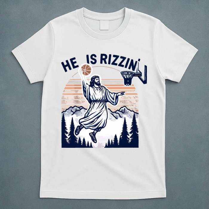 He Is Rizzin Basketball Jesus Retro Easter Christian T-Shirt
