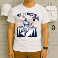 He Is Rizzin Basketball Jesus Retro Easter Christian T-Shirt