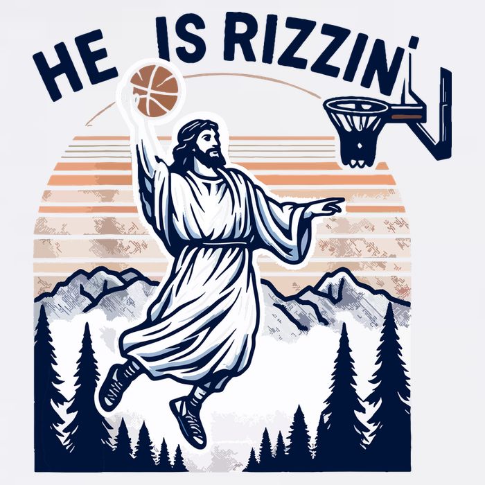 He Is Rizzin Basketball Jesus Retro Easter Christian T-Shirt