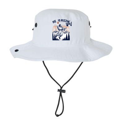 He Is Rizzin Basketball Jesus Retro Easter Christian Bucket Hat