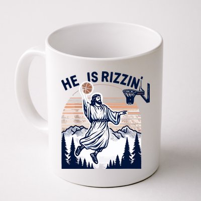 He Is Rizzin Basketball Jesus Retro Easter Christian Mug