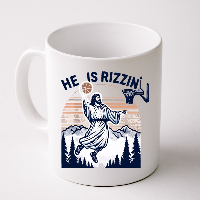 He Is Rizzin Basketball Jesus Retro Easter Christian Mug