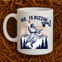 He Is Rizzin Basketball Jesus Retro Easter Christian Mug