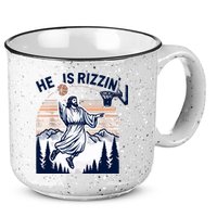 He Is Rizzin Basketball Jesus Retro Easter Christian 15oz Campfire Ceramic Mug