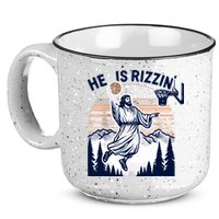 He Is Rizzin Basketball Jesus Retro Easter Christian 15oz Campfire Ceramic Mug