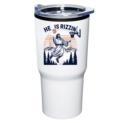 He Is Rizzin Basketball Jesus Retro Easter Christian Tumbler
