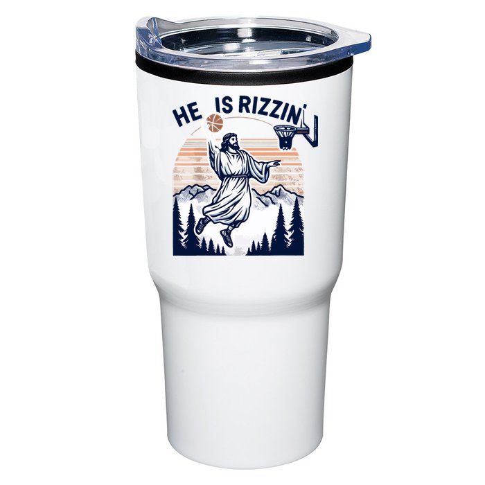 He Is Rizzin Basketball Jesus Retro Easter Christian Tumbler