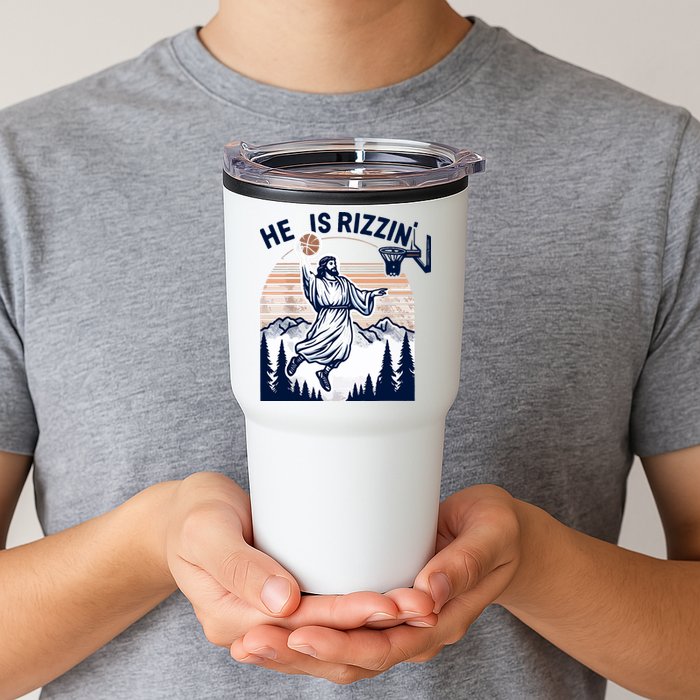 He Is Rizzin Basketball Jesus Retro Easter Christian Tumbler