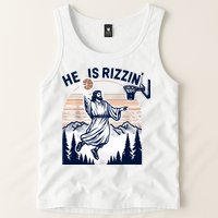 He Is Rizzin Basketball Jesus Retro Easter Christian Tank Top