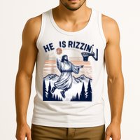 He Is Rizzin Basketball Jesus Retro Easter Christian Tank Top