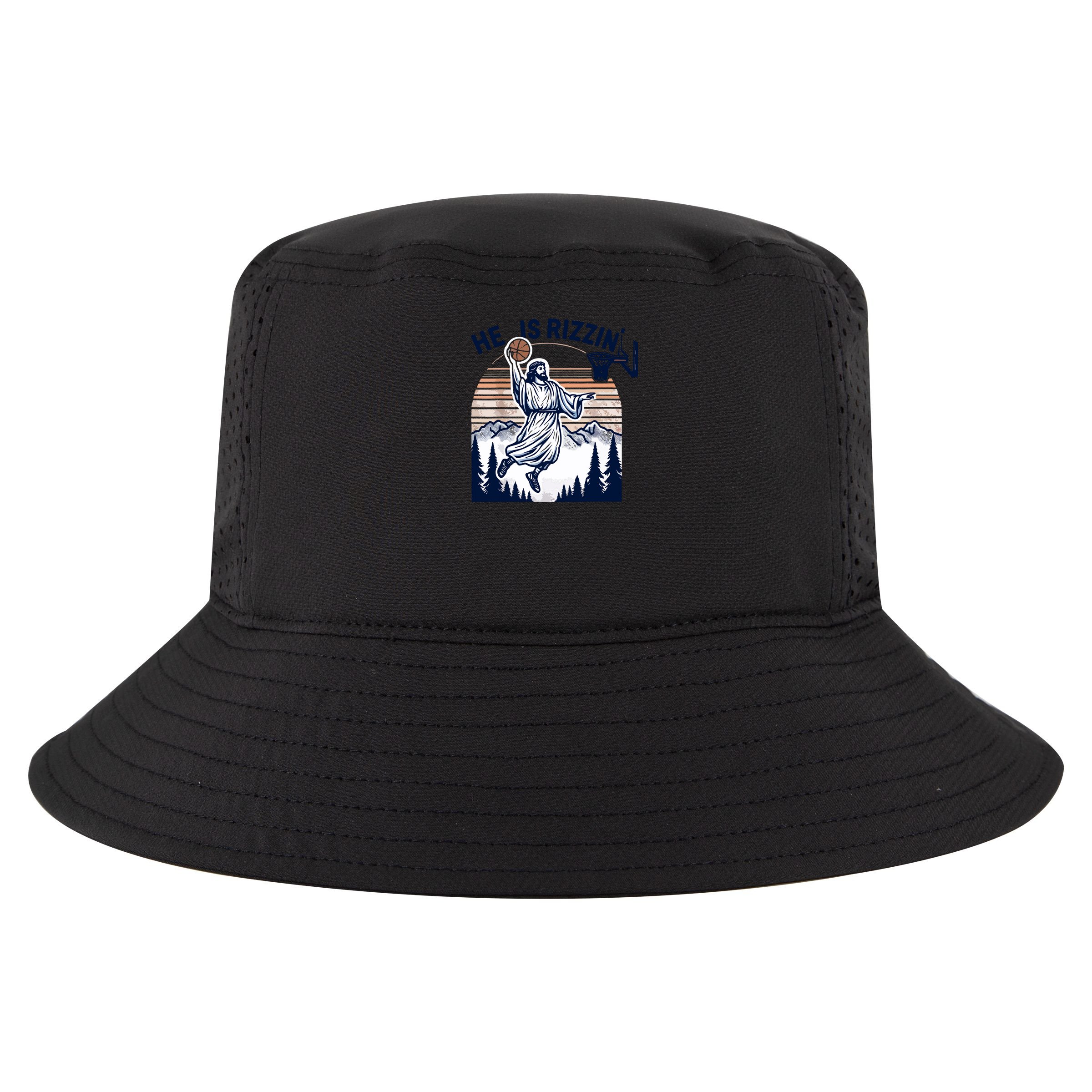 He Is Rizzin Basketball Jesus Retro Easter Christian Visor
