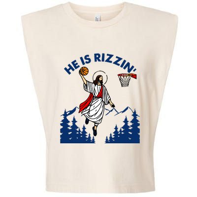 He Is Rizzin Jesus Basketball Easter Religious Garment-Dyed Women's Muscle Tee