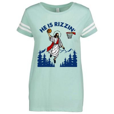 He Is Rizzin Jesus Basketball Easter Religious Enza Ladies Jersey Football T-Shirt