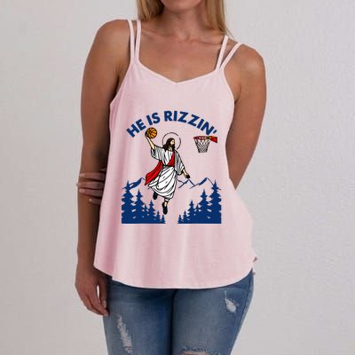 He Is Rizzin Jesus Basketball Easter Religious Women's Strappy Tank