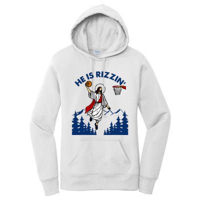 He Is Rizzin Jesus Basketball Easter Religious Women's Pullover Hoodie