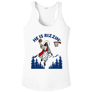 He Is Rizzin Jesus Basketball Easter Religious Ladies PosiCharge Competitor Racerback Tank