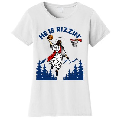 He Is Rizzin Jesus Basketball Easter Religious Women's T-Shirt